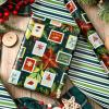 Flyhill Reversible Christmas Wrapping Paper-17 Inch X 33 Feet-Gold Foil Shiny Stamp Style with Berry Flower,Santa Claus,Christmas Pine Tree Leaf and Snowflake Design for Party,Birthday view 4