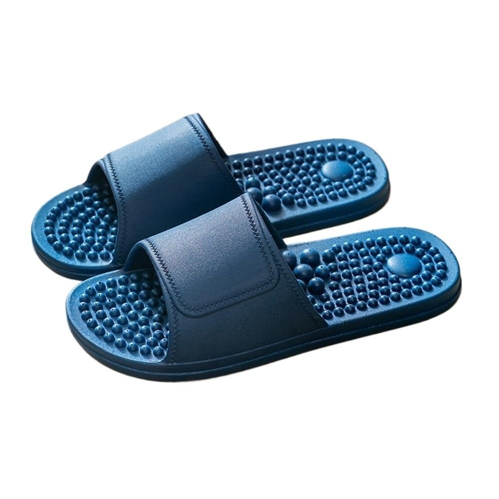LUXRUB Foot Massager Acupressure Stimulation Massage Slippers Men Women Plantar Fasciitis Pain Relief Massage Sandals House Bathroom Spa Reflexology Sandals Shoes (Color : Deep blue, Size : 8.5/9)