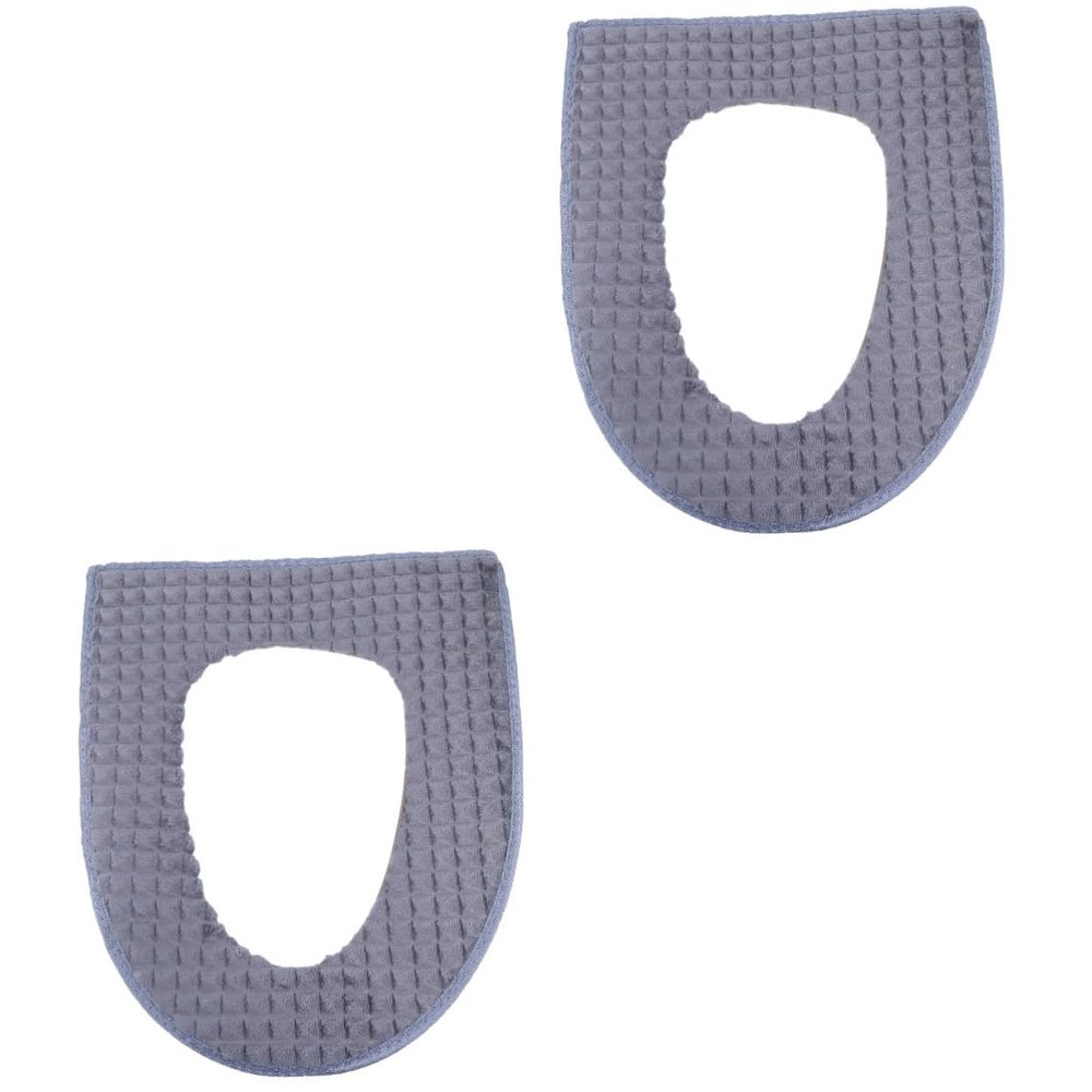 MAGICLULU 2pcs Toilet Seat Cover Cushion Pad Warm Material Easy Installation and Clean for Cold Bathrooms Fits Standard Toilets