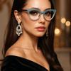 ICARA Oprah style Bling Rhinestone Cat Eye Reading Glasses for Women Shiny Diamond Blue Light Blocking Ladies Readers (blue/ab, 3, x) view 3