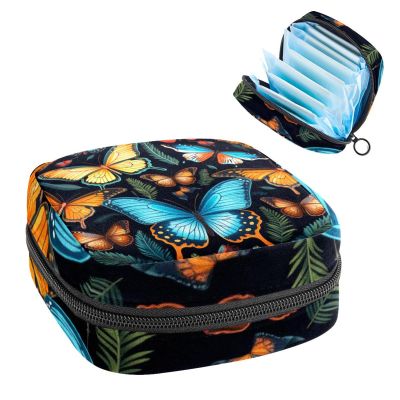 RODAILYCAY Period Bags for School, Sanitary Napkin Storage Bag for Feminine Pads, Butterfly Ladies Menstrual Cup Pouch Sanitary Pads Organizer