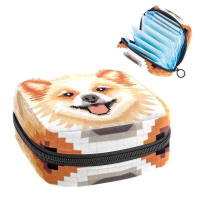 RODAILYCAY Dog Pattern Sanitary Napkin Storage Bag, Tampons Collect Holder Purse, First Period Kit for Girls Women, Pad Bag for Period for School