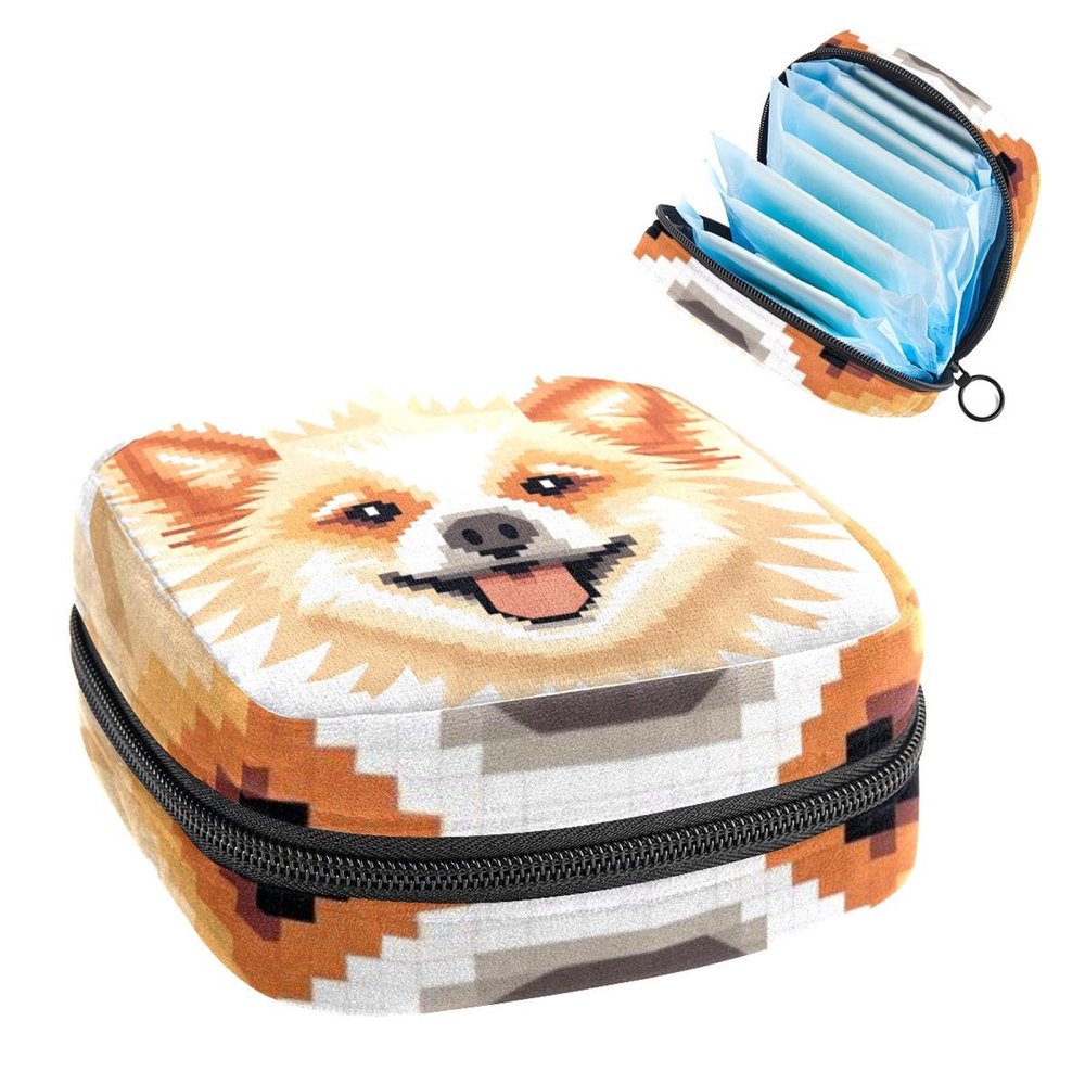 RODAILYCAY Dog Pattern Sanitary Napkin Storage Bag, Tampons Collect Holder Purse, First Period Kit for Girls Women, Pad Bag for Period for School