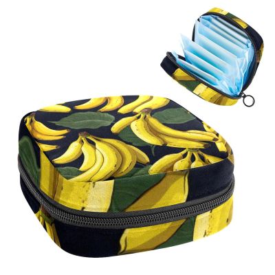 Banana Menstrual Pad Purse for School, Tampons Collect Pouch for Women Girls, Soft Sanitary Napkin Disposal Bags