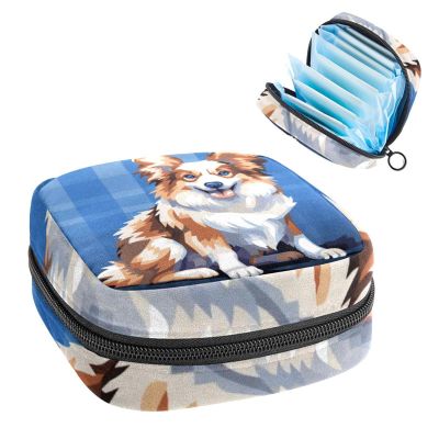 RODAILYCAY Sanitary Napkin Storage Bag for Feminine Pads, First Period Kit for Women, Dog Pattern Portable Menstrual Period Sanitary Pouch