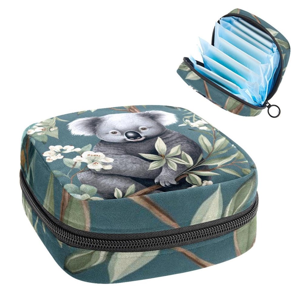 RODAILYCAY Period Bags for School, Sanitary Napkin Storage Bag for Feminine Pads, Koala Ladies Menstrual Cup Pouch Sanitary Pads Organizer