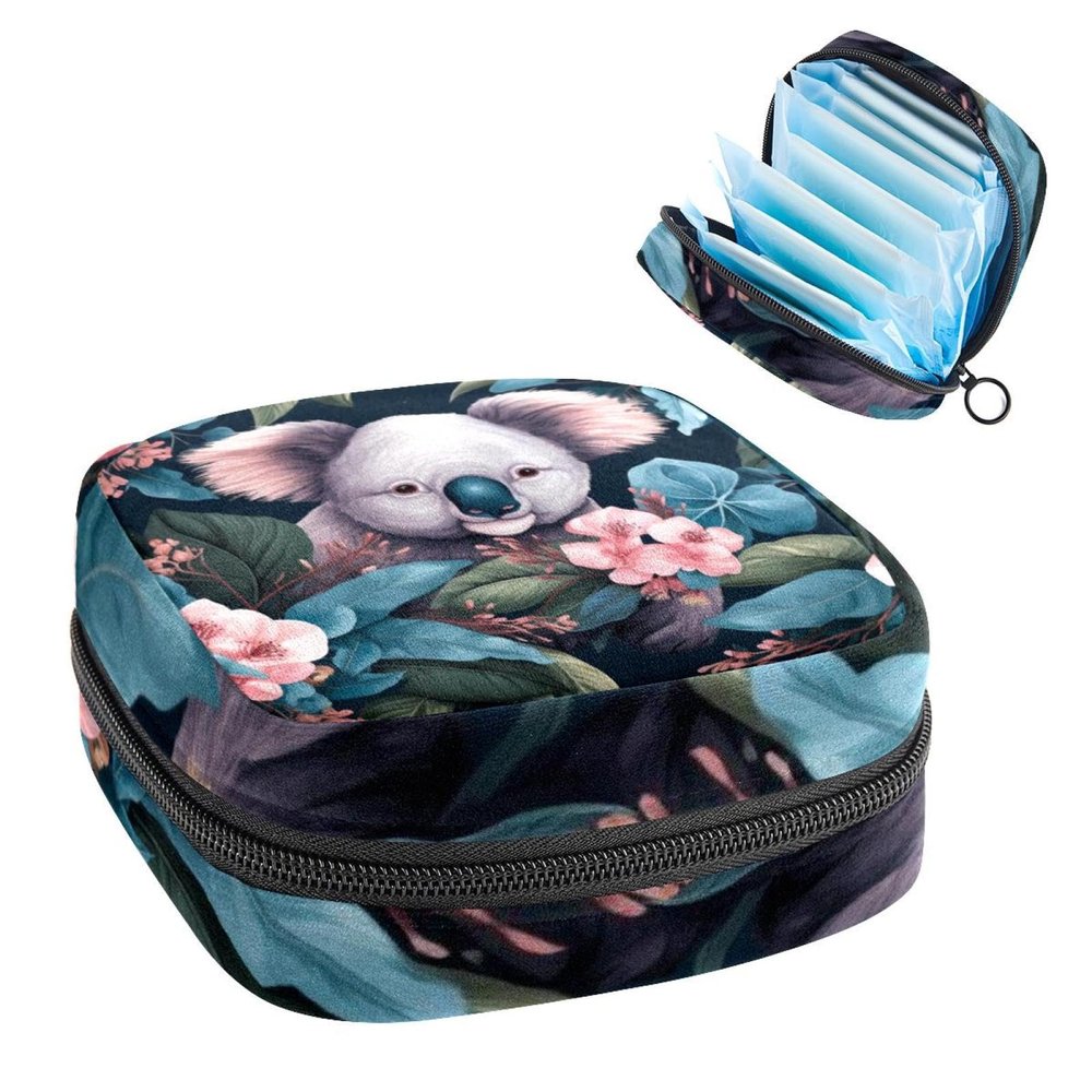 RODAILYCAY Sanitary Napkin Storage Bag for Women Cute, Feminine Menstruation Pad Holder for Period, Portable Zipper Menstrual Pad Bags Koala