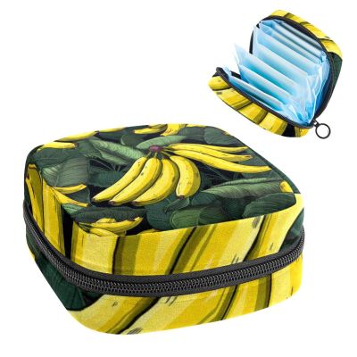 Banana Menstrual Pad Purse for School, Tampons Collect Pouch for Women Girls, Soft Sanitary Napkin Disposal Bags