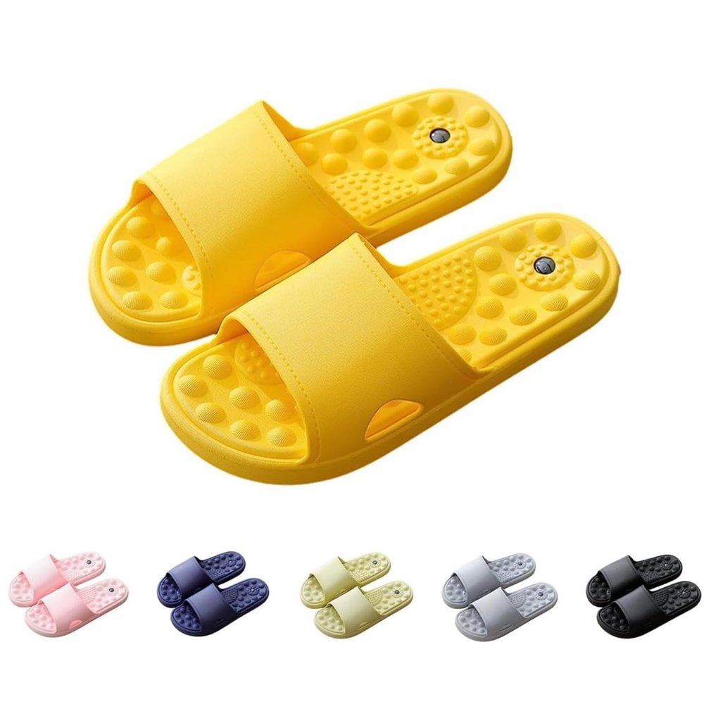 LUXRUB Far Infrared Ionictitan Heightening Shape Massage Slippers Women Men Feet Care Reflexology Therapy Shower Shoes Plantar Fasciitis Pain Relief Sandals (Color : Yellow, Size : 5.5/6)