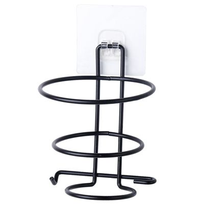 Beavorty Wall Mounted Hair Dryer Holder Sturdy Hair Blower Rack for Bathroom Storage Modern and Minimalist Design Black