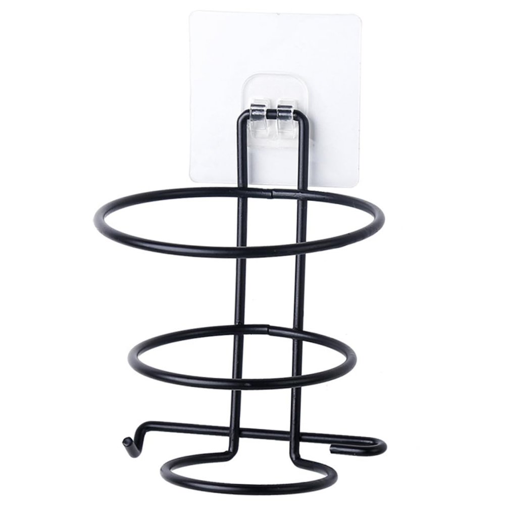 Beavorty Wall Mounted Hair Dryer Holder Sturdy Hair Blower Rack for Bathroom Storage Modern and Minimalist Design Black