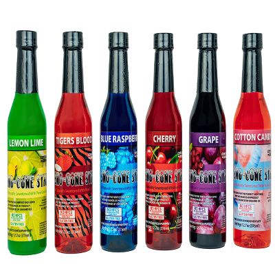 12.7oz Pure Cane Sugar Sno-Cone Syrup-Contains No High Fructose Corn Syrup(Six Flavor Variety Pack)