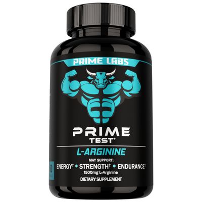Prime Labs L Arginine 1500mg - Nitric Oxide Supplement - Blood Flow, Energy, Strength, Endurance - 60 Count