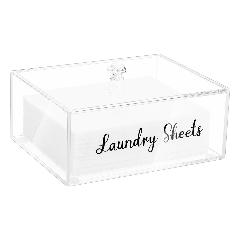VOTLEVT Acrylic Laundry Detergent Sheets Holder, Laundry Sheets Holder with Lid, Laundry Sheets Container Laundry Room Organizers