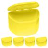 PlastCare USA Yellow Denture Cases Pack of 5 - Dental Box For Artificial Teeth, Mouth Guard, Night Guard, Gum Shields, Retainer - Denture Bath Container for Women and Men - Travel Denture Cup view 1