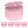 PlastCare USA Pink Denture Cases Pack of 5 - Dental Box For Artificial Teeth, Mouth Guard, Night Guard, Gum Shields, Retainer - Denture Bath Container for Women and Men - Travel Denture Cup view 1