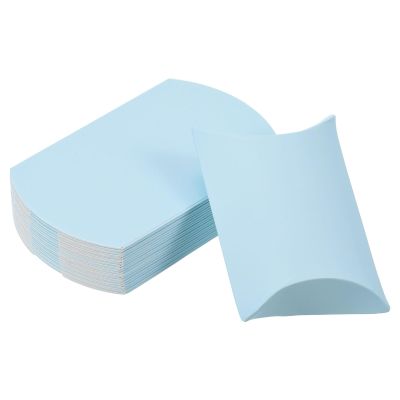 M METERXITY 50 Pack Pillow Boxes - Wedding Gift Box Decoration Candy Chocolate, Apply to Wedding/Party/Christmas (4.5"x2.8", Light Blue)