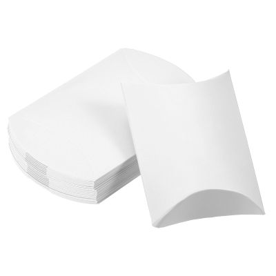 M METERXITY 100 Pack Pillow Boxes - Wedding Gift Box Decoration Candy Chocolate, Apply to Wedding/Party/Christmas (4.5"x2.8", White)