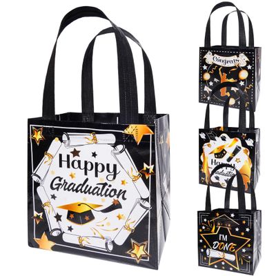 Hmxpls 4pcs Graduation Gift Bag with Handles, Non-Woven Graduation Gift Bags, Reusable Tote Bags for Gifts Wrapping, Graduation Party Favor Supplies