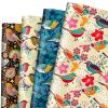 12 Sheets Vintage Floral Wrapping Paper - Not Roll - Retro Bird Flower Gift Wrap Paper Bulk Folded Flat 4 Designs DIY Craft Art Paper for Wedding Birthday Baby Shower Party Supplies view 1