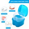 Hekkeyla Denture Bath Case, 2 Pack Travel Portable False Teeth Cup with Strainer, Denture Cup Kit Container for Complete Cleaning Care (Light Blue & Blue) view 3