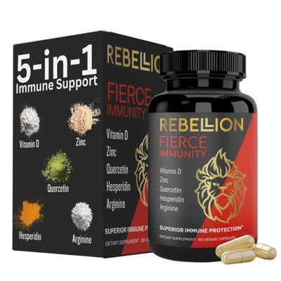 5-in-1 Fierce Immunity Supplement, Immune Support Supplement and Boosters for Adults, Vitamin C, Quercetin, Vitamin D, Zinc, L-Arginine, Hesperidin, Immunity Support, 90 Capsules (1 Month Supply)