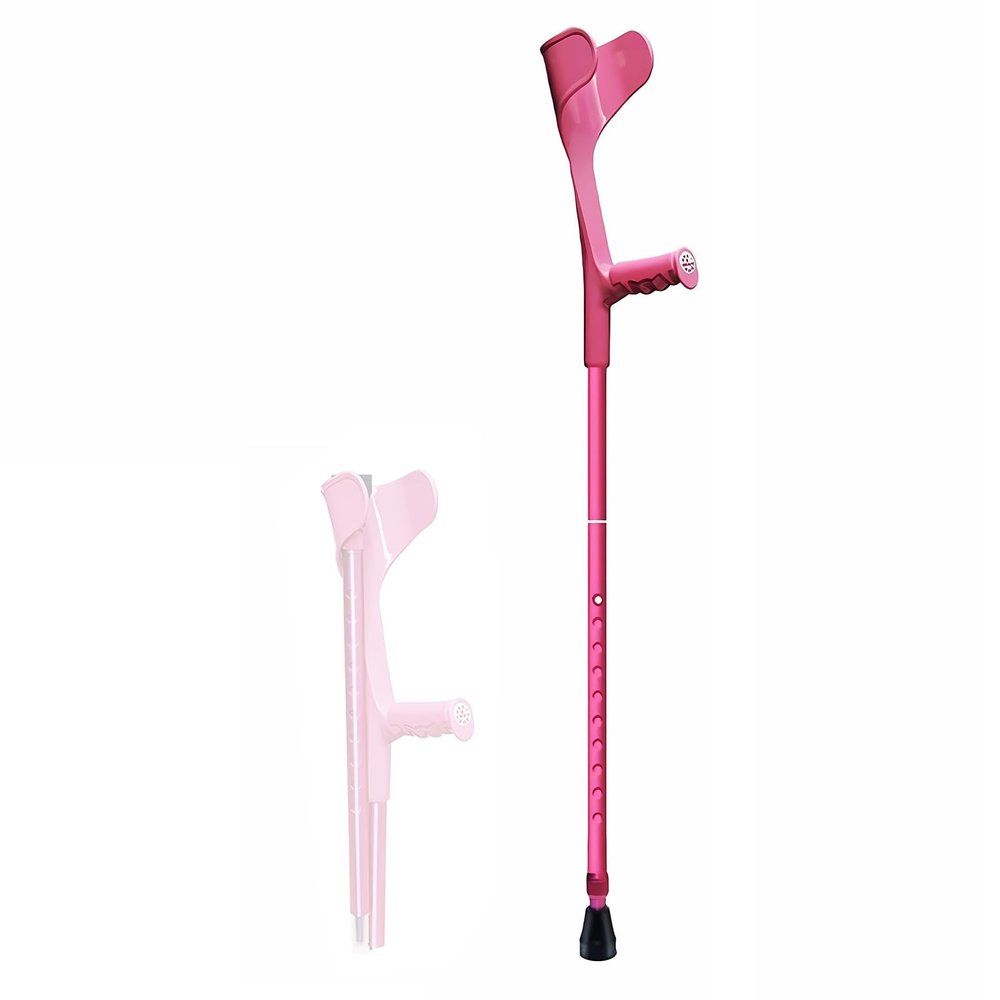 Foldable Crutches for Walking, Adult Forearm Crutches, Aluminum 10 Height Adjustable Walking Sticks for Men Women (Color : Pink)