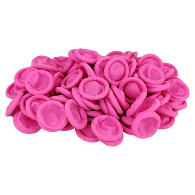 100 Pcs Finger Protectors, Disposable Finger Covers, Latex Anti-Static Finger Tip Rubber Protect Keeping Dressing Dry and Clean (Pink, M)