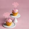 Gyufise 24Pcs Happy Valentine's Day Cupcake Toppers Glitter Sweet Heart Happy Valentines Day Cake Decoration for Wedding Engagement Party Decorations Supplies Pink view 4