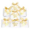 60 Pack Small Thank You Gift Bags, 4.5x1.8x3.9 Inch Mini Gift Bags with Ribbon, Baby Shower Favor Bags, White Thank You Bags, Party Favor Bags for Candy, Wedding, Bridal Showers, Birthday view 1