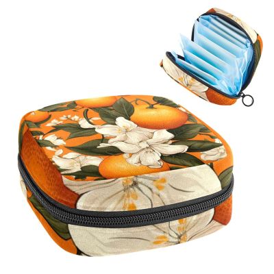 Sanitary Napkin Storage Bag for Feminine Pads, First Period Kit for Women, Orange Portable Menstrual Period Sanitary Pouch