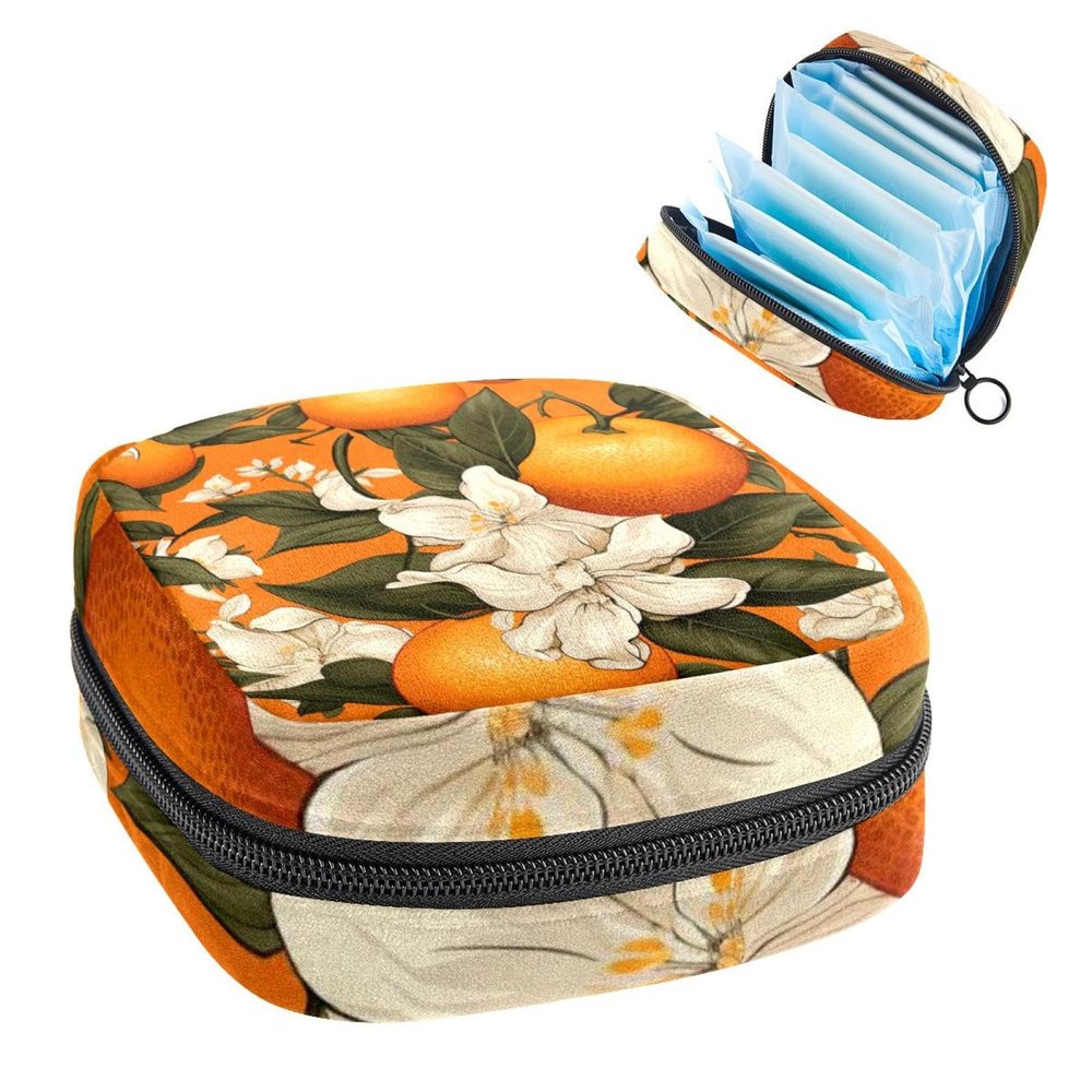 Sanitary Napkin Storage Bag for Feminine Pads, First Period Kit for Women, Orange Portable Menstrual Period Sanitary Pouch