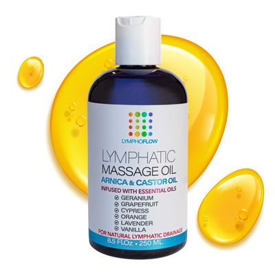 Bruizex Lymphatic Drainage Massage Oil with Arnica & Cold Pressed Castor Oil, Lightweight Non-Greasy Body Massage Oil for Daily Lymphatic Massage, Aftercare Routine, Lightweight Formula - 8.5 Oz
