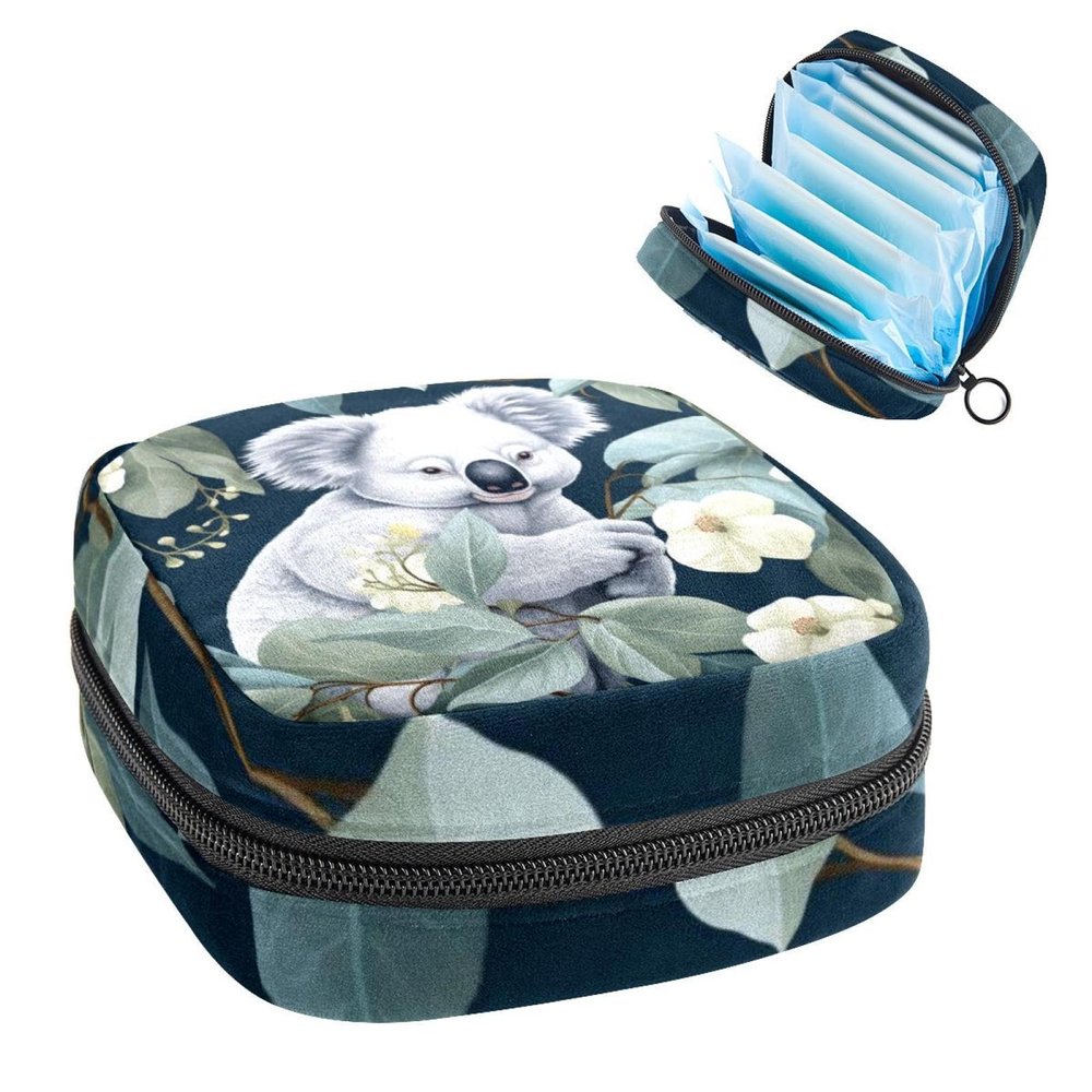 RODAILYCAY Tampons Holder for Purse, Portable Feminine Menstruation Pad Holder, Koala Cute Sanitary Napkin Storage Bag for Women