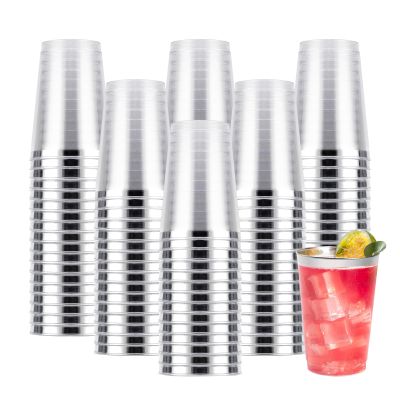 Goodluck 200PCS 12oz Silver Plastic Cups for Party, Disposable Silver Cups, Plastic Cocktail Glasses for Wedding Thanksgiving, Christmas, and Parties