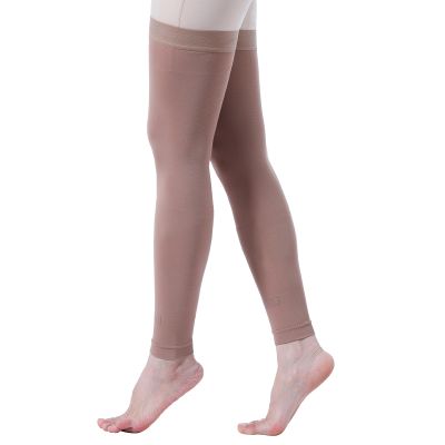 EVOPLECI Thigh High Compression Stocking Footless - 1Pair, Thigh-Hi Leg Compression Sleeves Unisex, 15-20mmHg Gradient Compression with Silicone Band, for Post-Thrombotic Syndrome and Chronic Venous Insufficiency Edema, Swelling (SKIN, XXL)