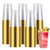 Goodluck 100PCS 14oz Gold Plastic Cups for Party, Disposable Gold Rim Cups, Plastic Cocktail Glasses for Wedding Thanksgiving, Christmas, and Parties view 1