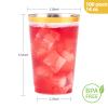 Goodluck 100PCS 14oz Gold Plastic Cups for Party, Disposable Gold Rim Cups, Plastic Cocktail Glasses for Wedding Thanksgiving, Christmas, and Parties view 4
