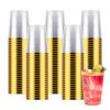 Goodluck 100PCS 10oz Gold Plastic Cups for Party, Disposable Gold Rim Cups, Plastic Cocktail Glasses for Wedding Thanksgiving, Christmas, and Parties view 1
