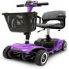 4 Wheel Mobility Scooter, Electric Power Mobile Wheelchair for Seniors Adult with Lights- Collapsible and Compact Duty Travel Scooter w/Basket Purple view 1