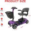 4 Wheel Mobility Scooter, Electric Power Mobile Wheelchair for Seniors Adult with Lights- Collapsible and Compact Duty Travel Scooter w/Basket Purple view 2