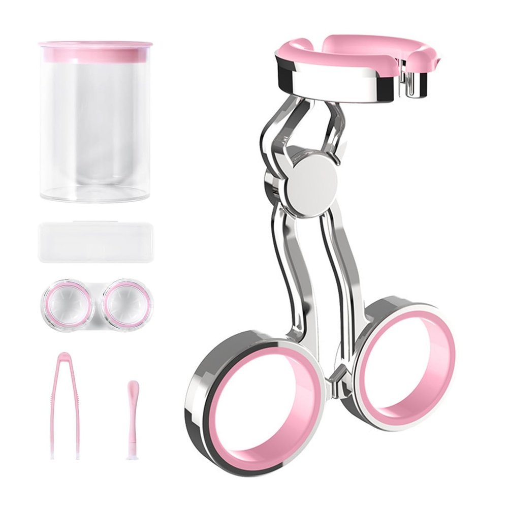 leasote Contact Lens Wearing Aids, Portable Contact Lens Eyelid Stretcher Insertion and Remover Tool, Silicone Center Axis Control Contacts Lens Helper with Comfortable Handle Pink