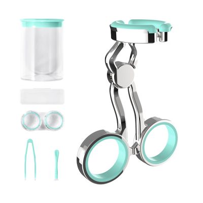 leasote Contact Lens Wearing Aids, Portable Contact Lens Eyelid Stretcher Insertion and Remover Tool, Silicone Center Axis Control Contacts Lens Helper with Comfortable Handle Green