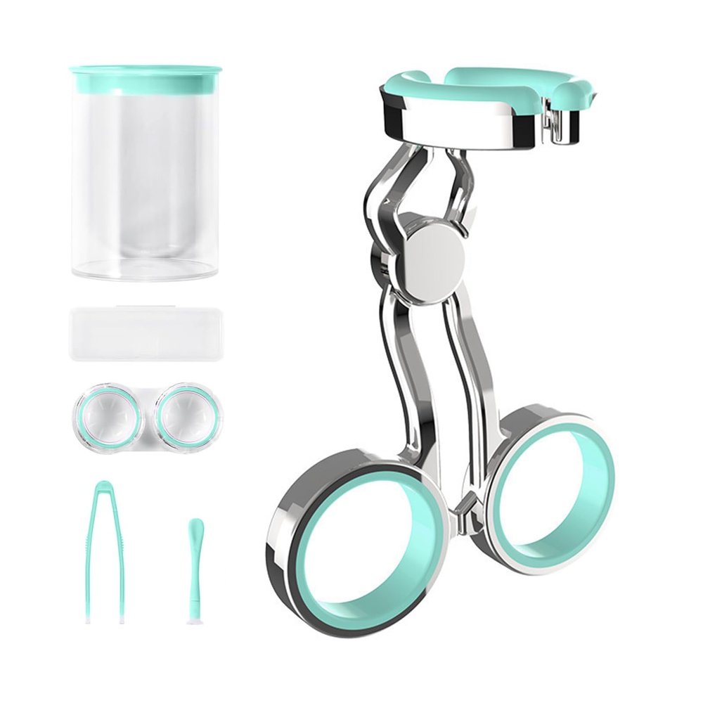 leasote Contact Lens Wearing Aids, Portable Contact Lens Eyelid Stretcher Insertion and Remover Tool, Silicone Center Axis Control Contacts Lens Helper with Comfortable Handle Green