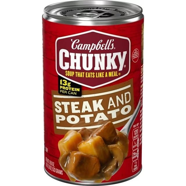 Campbells Chunky Soup, Ready to Serve Steak and Potato Soup, 18.8 oz Can (Pack of 8)