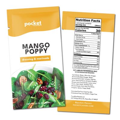 Friendly Salad Dressing - Ready to Serve Individual Pouches, 1 oz each- Very Berry, 8 Count (Small, Mango Poppy)