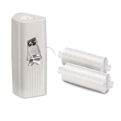 AmeriCan Goods Dental Floss Dispenser with Two Pack Mint Flavor Waxed Silk Floss String 200yd Spool-Professional Refill