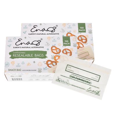 100% Compostable Food Storage Bags [Snack 300 Pack] Eco-Friendly Freezer Bags, Resealable Bags, Heavy-Duty, Reusable, Off-White by Earth's Natural Alternative