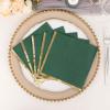 Efavormart 50 Pack | 2 Ply Soft Hunter Emerald Green With Gold Foil Edge Party Paper Napkins, Dinner Cocktail Beverage Napkins view 1