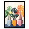Artery8 Trio of Colourful Monstera Cheese Plant Pots Botanical Oil Painting Artwork Framed Wall Art Print A4 view 1